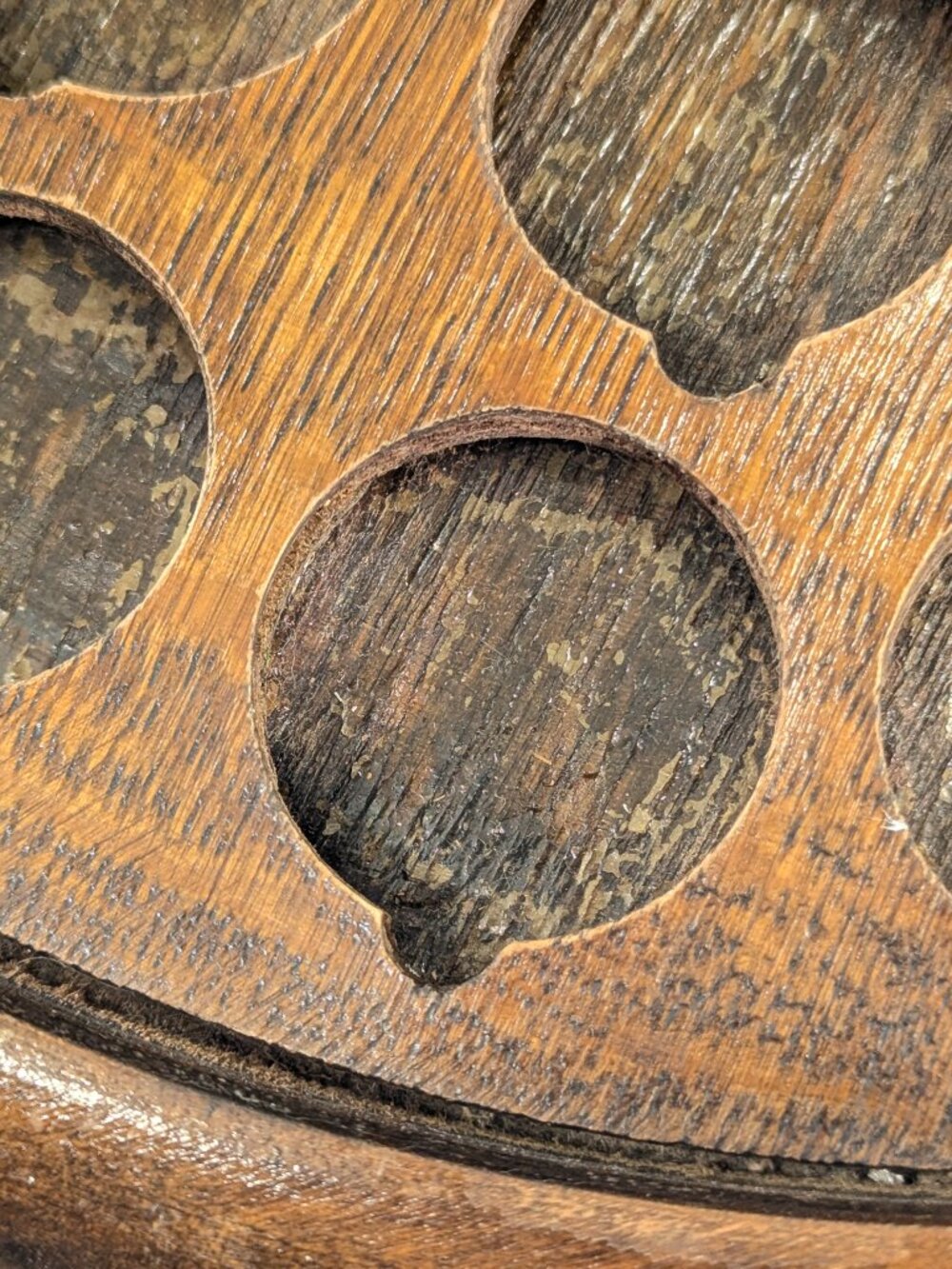 1896 Wooden Communion cup tray, Victorian Lord's Supper church caddie - Picture 7 of 14